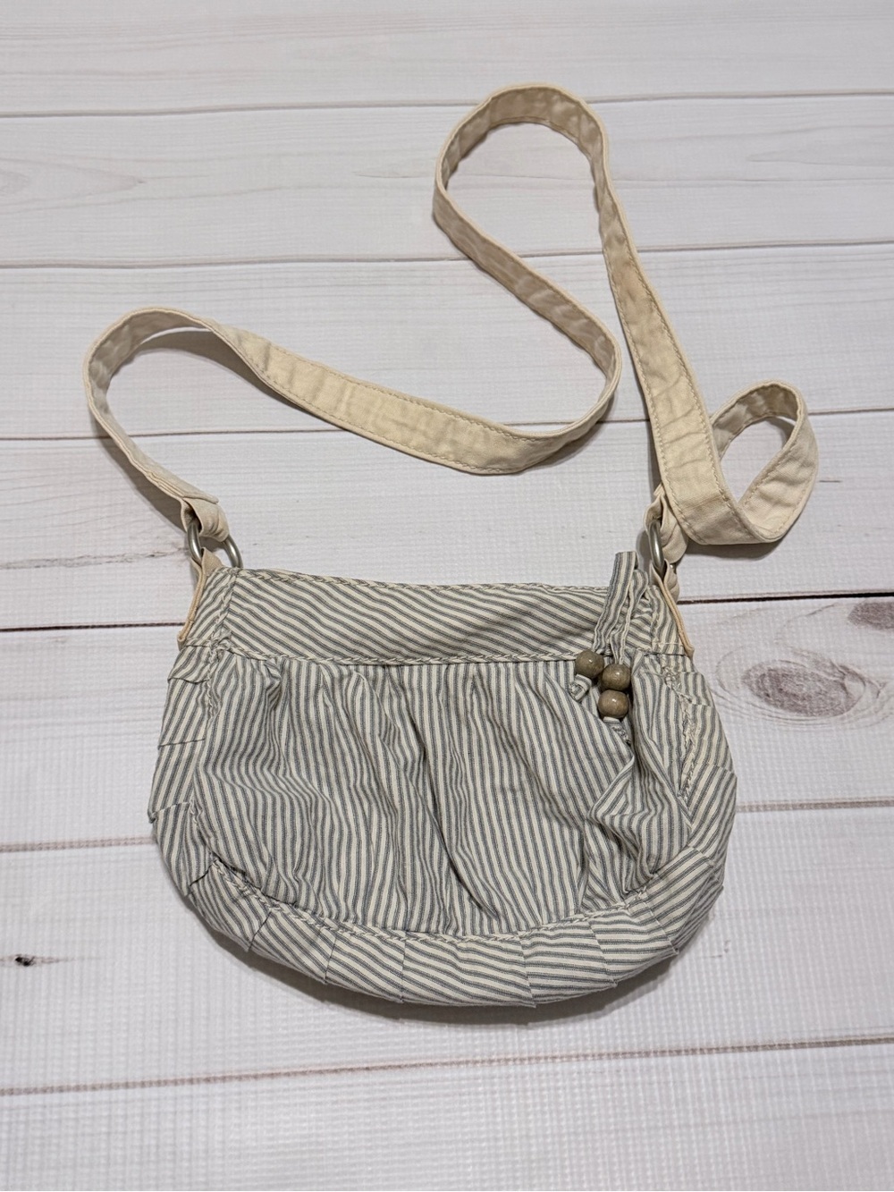 American Eagle Outfitters Cream and Gray Striped Crossbody Bag